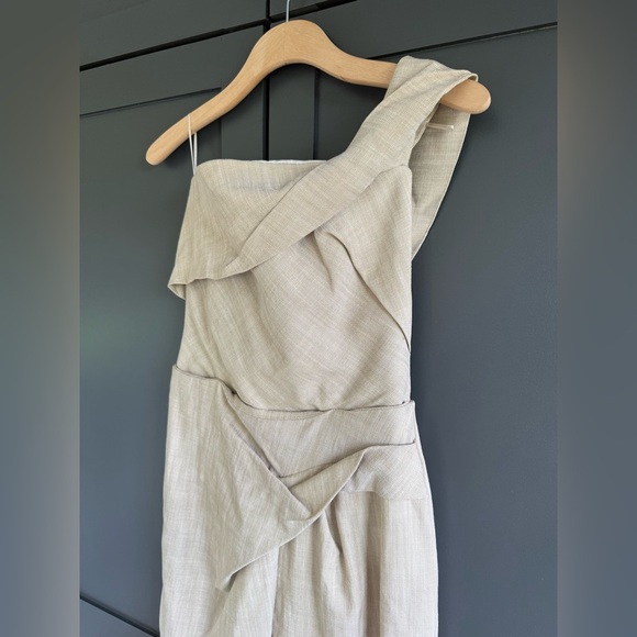 NWT • Zara Asymmetrical Slip MIDI Taupe Dress • XS - Picture 8 of 15